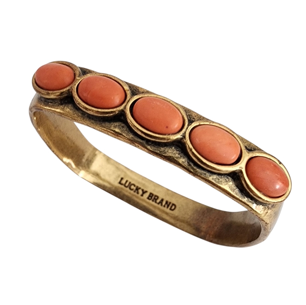 Lucky Brand Bangle Bracelet Orange Stones Square Boho Bracelet  A0224